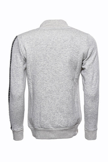 Sweat Gris à Motifs Col Mao - Wessi