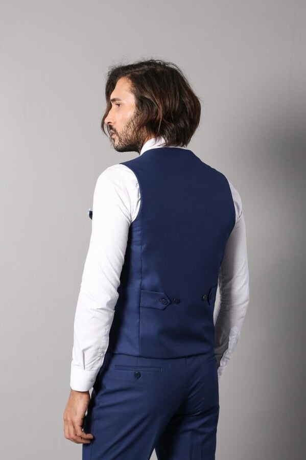 Men's Indigo Necked Vest with Trousers - Wessi