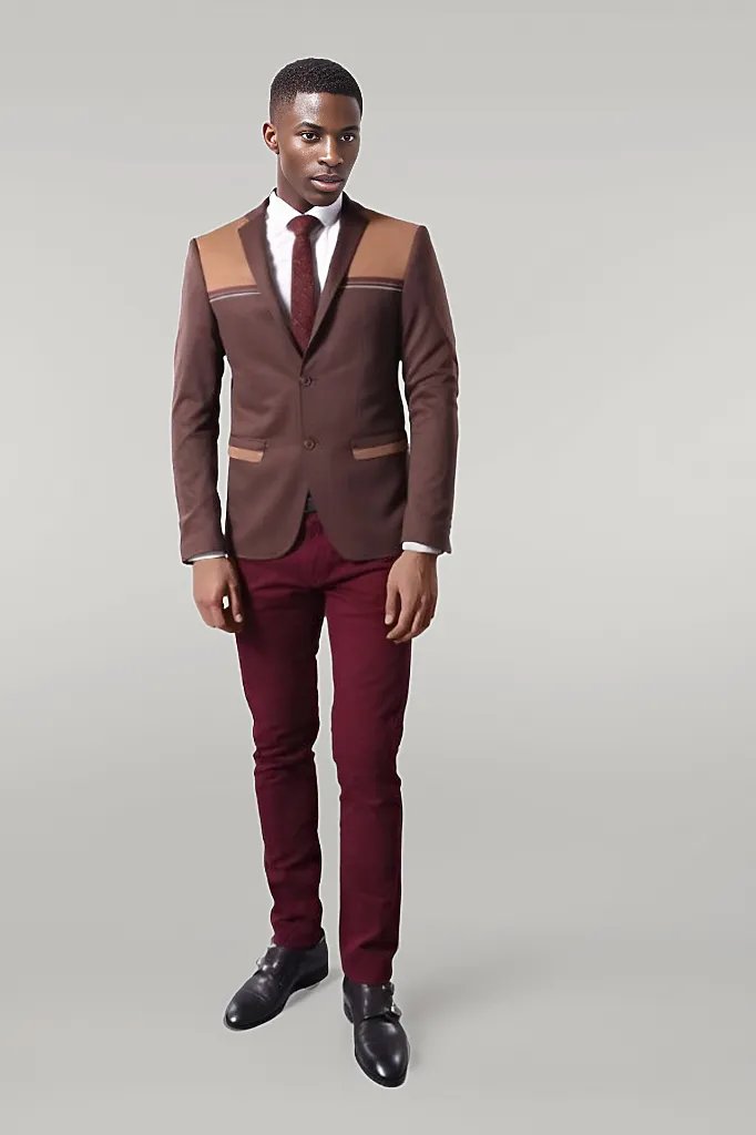 Modeled Slim Fit Brown Blazer - Wessi