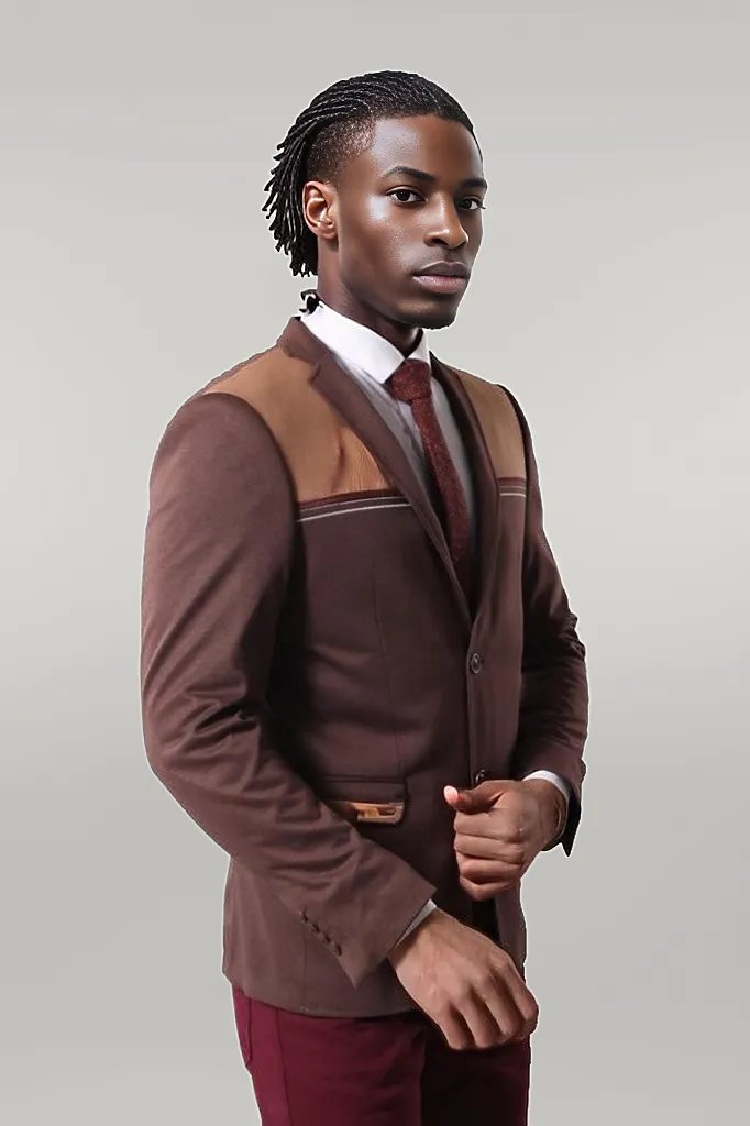 Modeled Slim Fit Brown Blazer - Wessi