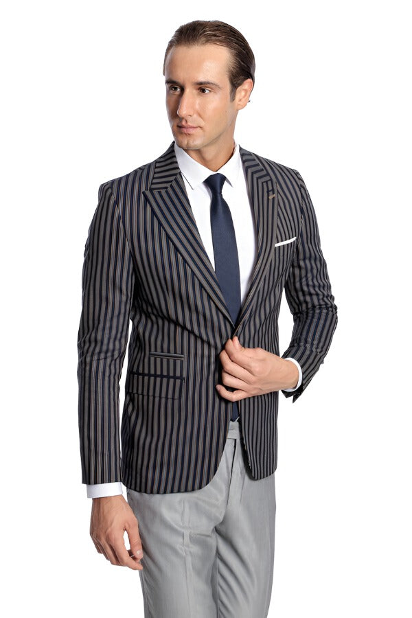 Buy Men Navy Ultra Slim Fit Solid Formal Blazer Online - 813273