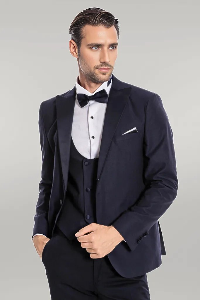Navy blue and white tuxedo 2025