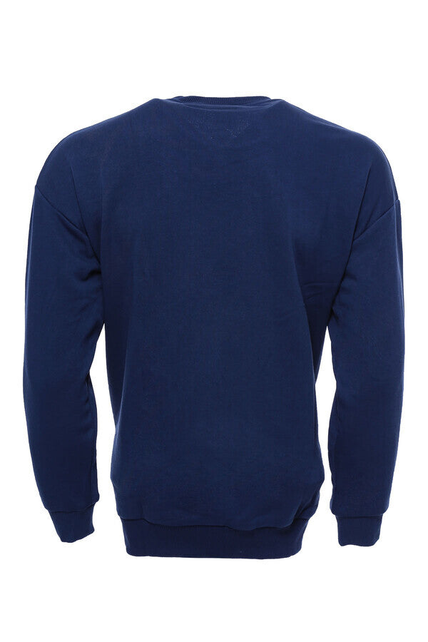 Sudadera Azul Marino Con Estampado De Gatos Y Cuello Circular - Wessi