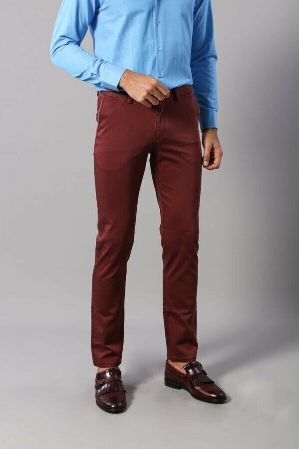 Patch Pocket Burgundy Men's Trousers - Wessi