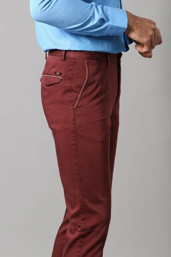 Patch Pocket Burgundy Men's Trousers - Wessi