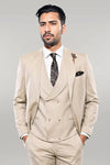 Patterned Beige Vested Suit | Wessi