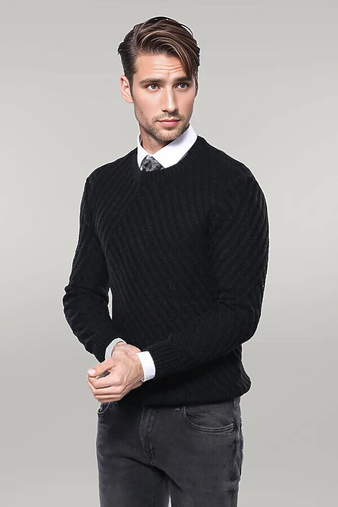 Jersey Negro Estampado Cuello Circular - Wessi