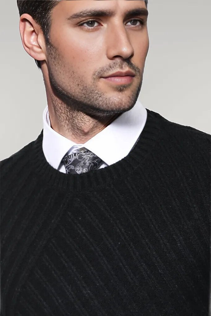 Jersey Negro Estampado Cuello Circular - Wessi