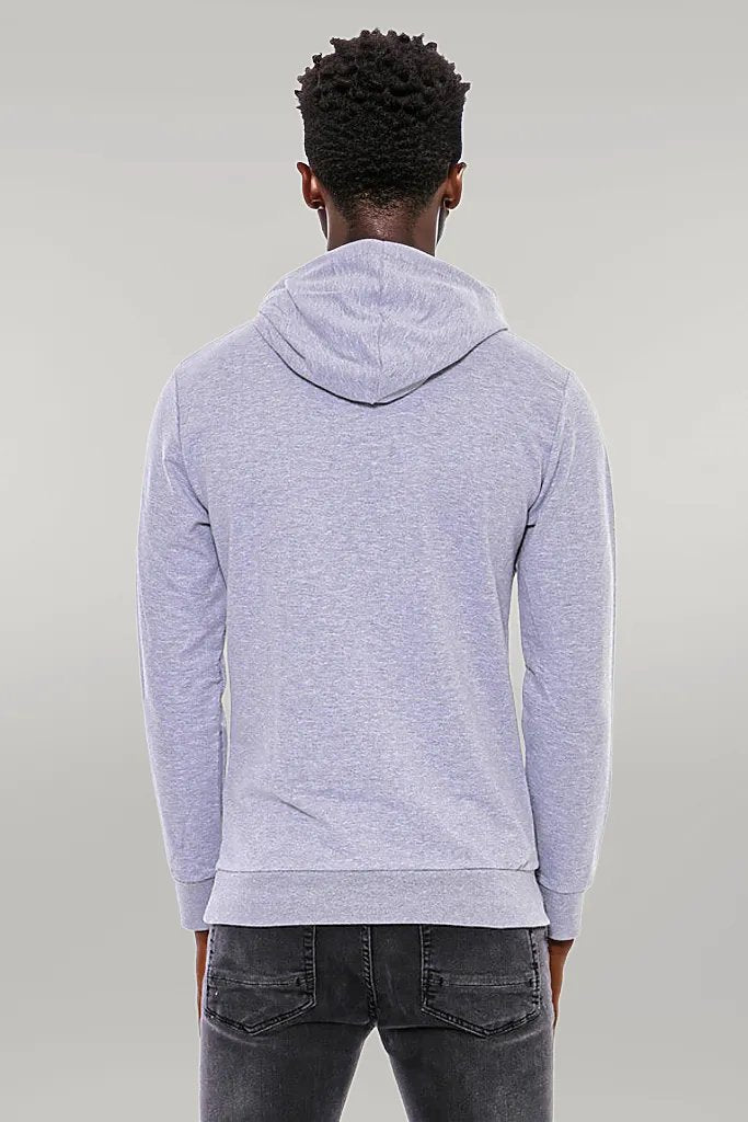 Patterned Hooded Silver Grey Sweatshirt - Wessi