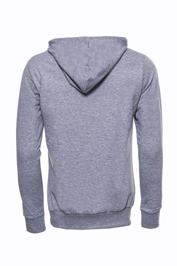 Patterned Hooded Silver Grey Sweatshirt - Wessi