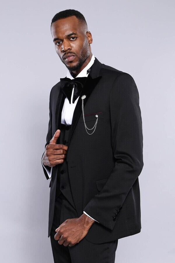 Patterned Jacket Black Men's Tuxedo | Wessi