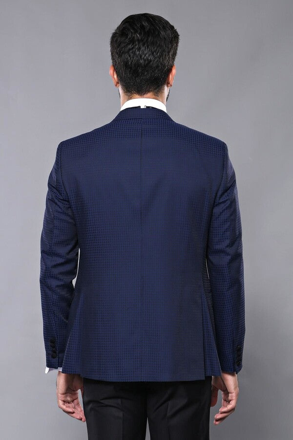 Patterned Jacket Navy Blue Tuxedo | Wessi