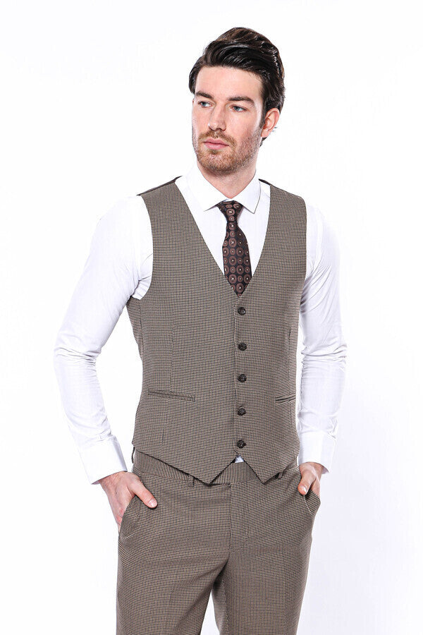 Dark Brown Men  Vest - Wessi