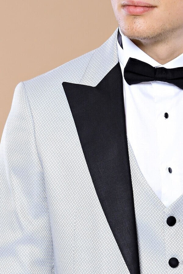 Patterned Removable Lapel Grey Tuxedo | Wessi