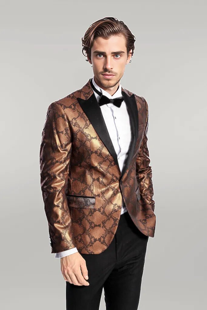Black and gold suit jacket for prom top