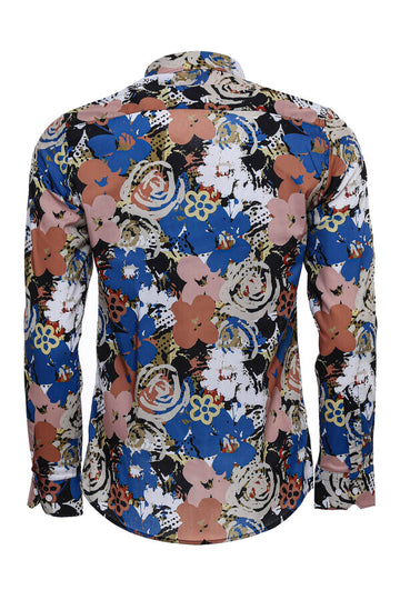 Коричневая мужская рубашка Slim Fit с длинными рукавами с рисунком - Wessi