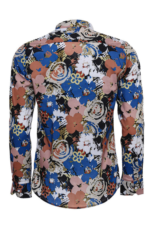 Коричневая мужская рубашка Slim Fit с длинными рукавами с рисунком - Wessi