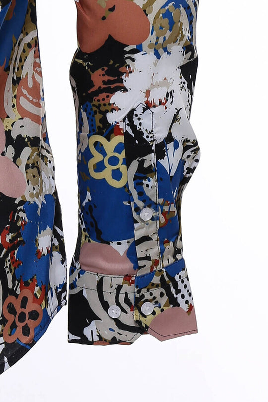 Коричневая мужская рубашка Slim Fit с длинными рукавами с рисунком - Wessi