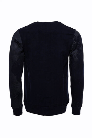 Sweat Homme Bleu Marine Coupe Slim à Motifs - Wessi