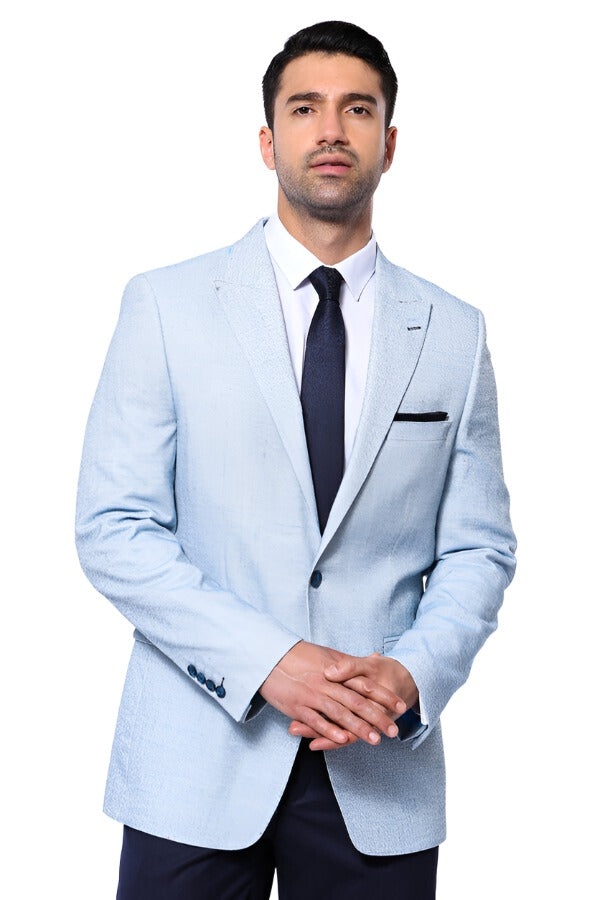 Shirt with sky blue blazer deals