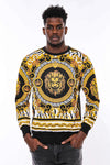 Patterned Slim Fit Yellow Black Men's Sweatshirt - Wessi
