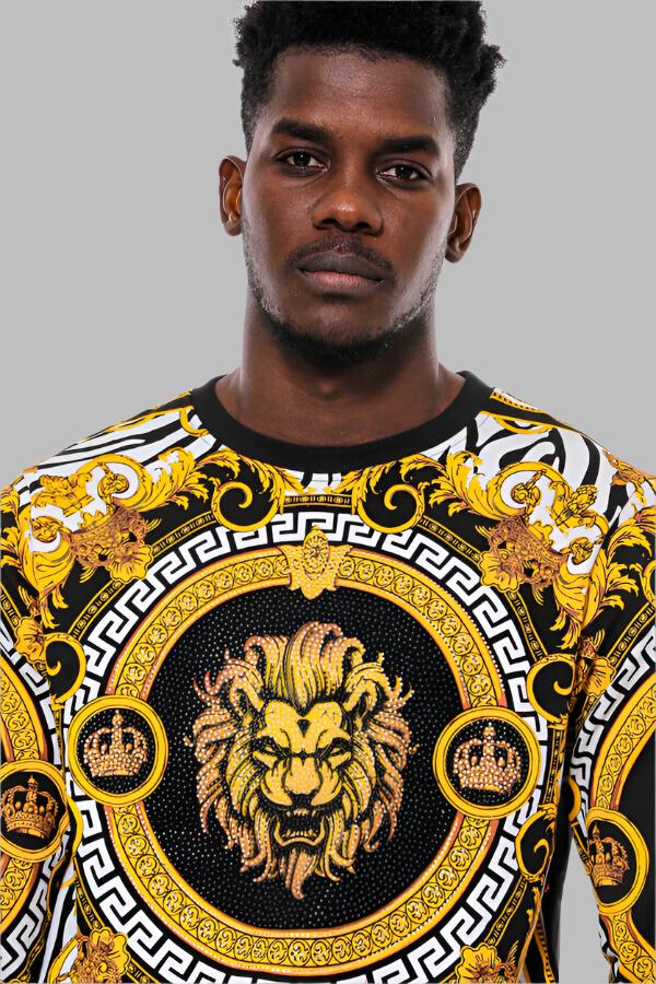 Sweat Homme Coupe Slim à Motifs Jaune Noir - Wessi