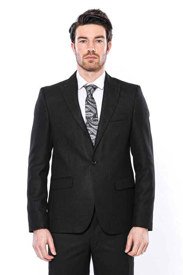 Blazer nero con revers a lancia - Wessi