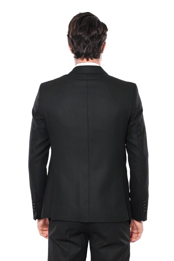 Peak Lapel Black Blazer - Wessi