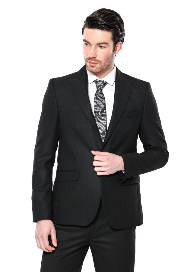 Peak Lapel Black Blazer - Wessi