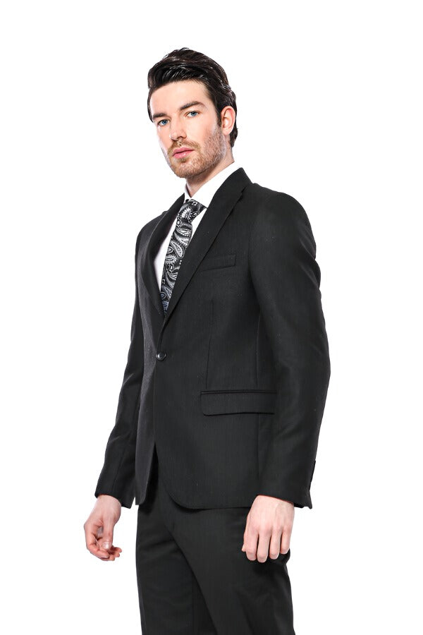 Blazer nero con revers a lancia - Wessi