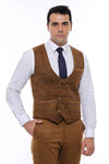Plaid Double Breasted Tan Men Vest - Wessi