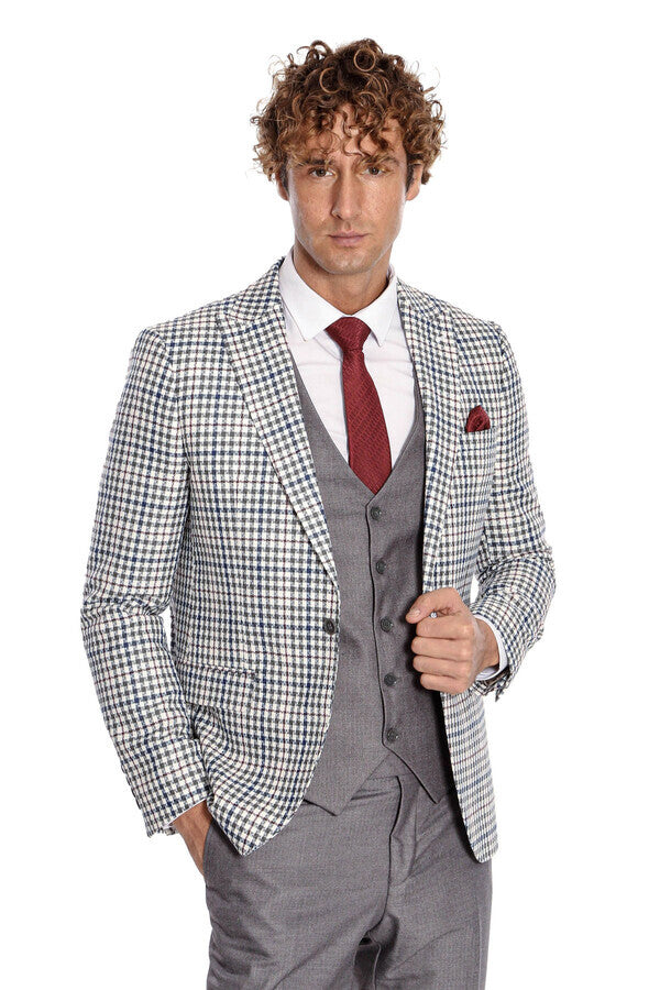 Plaid Grey Men's Suit - Wessi