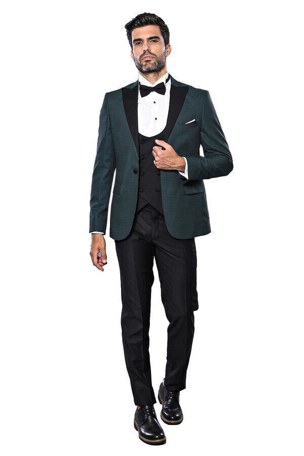 Plaid Patterned Green Tuxedo | Wessi