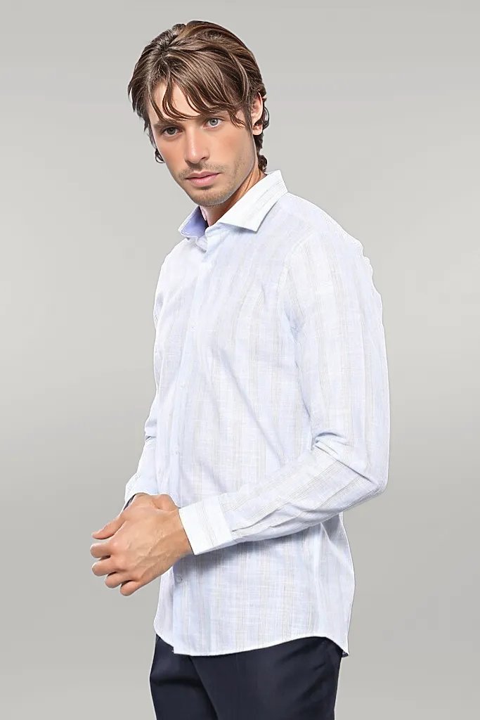 Sky Blue Striped Men's Shirt | Wessi