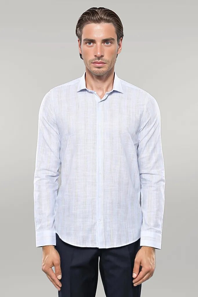 Sky Blue Striped Men's Shirt | Wessi