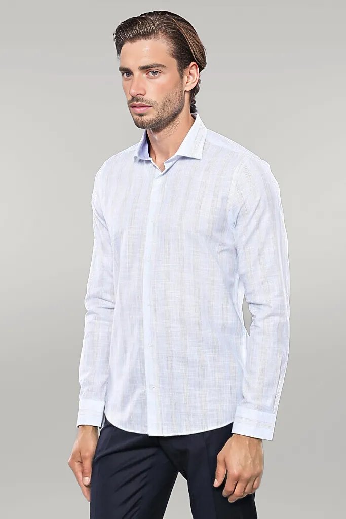 Sky Blue Striped Men's Shirt | Wessi