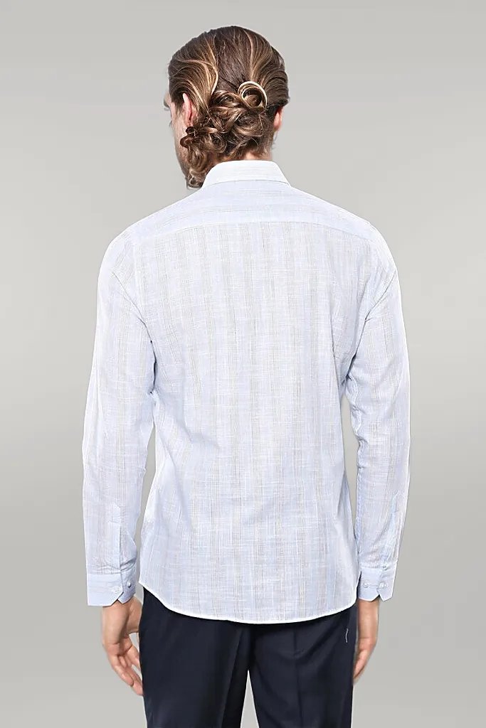 Sky Blue Striped Men's Shirt | Wessi