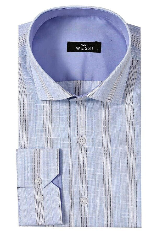 Sky Blue Striped Men's Shirt | Wessi