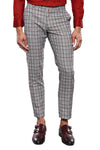 Plaid Slim-Fit Dark Grey Men Trousers - Wessi