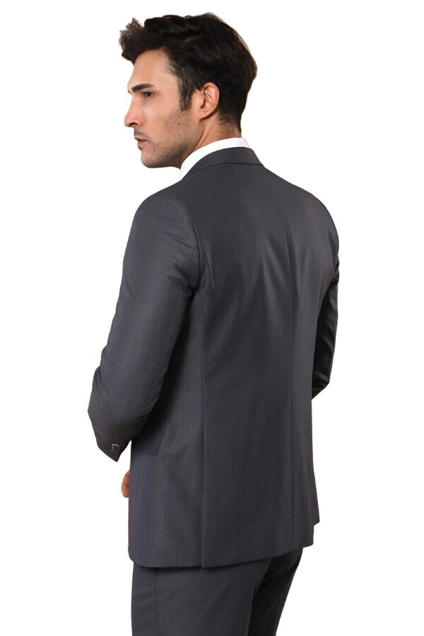 Plain Vested Anthracite Men's Suit | Wessi