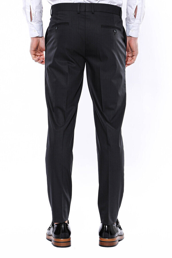 Plain Anthracite Men Pants - Wessi