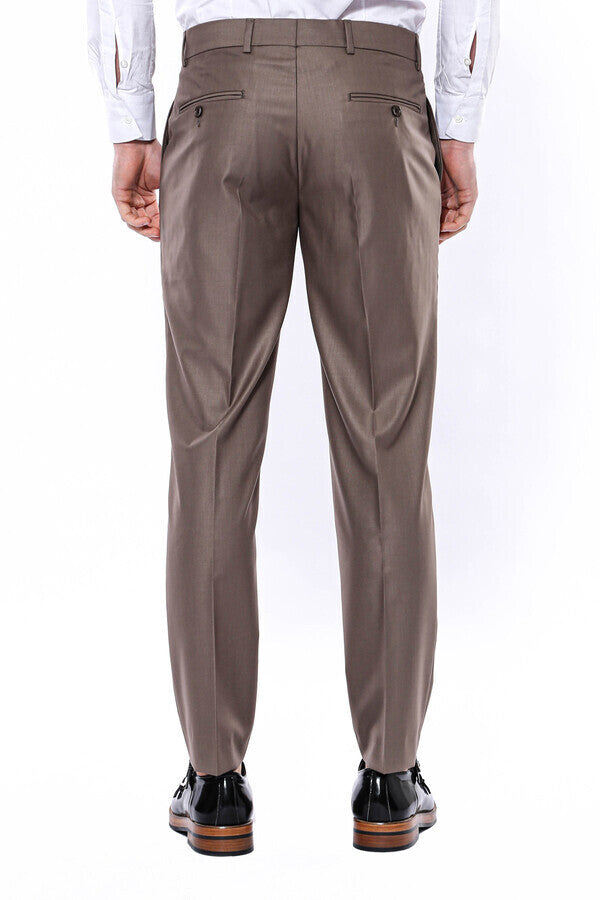 Plain Brown Men Trousers - Wessi