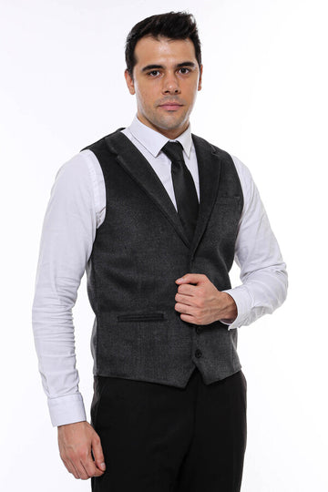 Chaleco Hombre Liso Cuello Antracita - Wessi