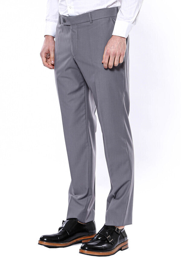 Plain Grey Men Trousers - Wessi