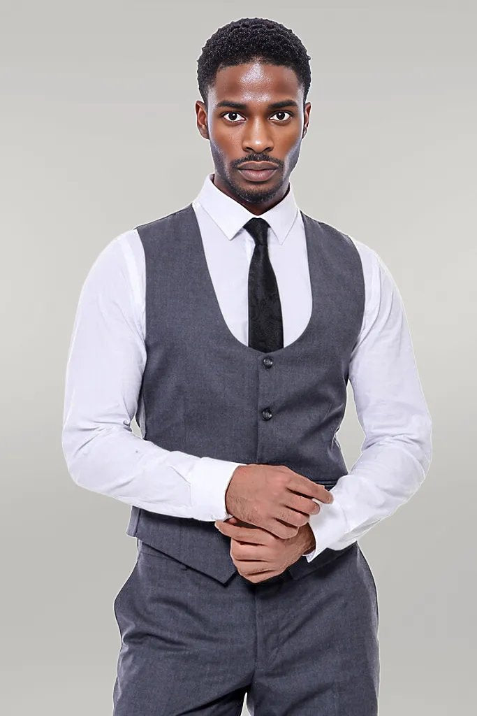 Abito da uomo antracite tinta unita slim fit - Wessi