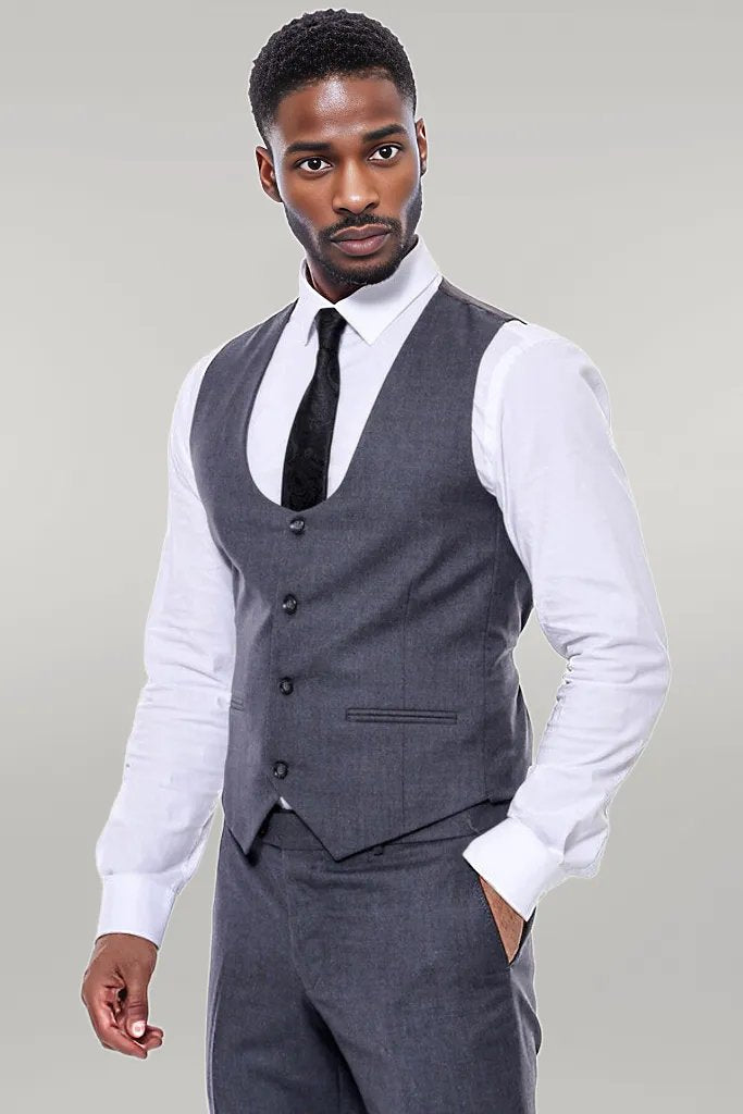 Plain Slim Fit Anthracite Men Suit - Wessi