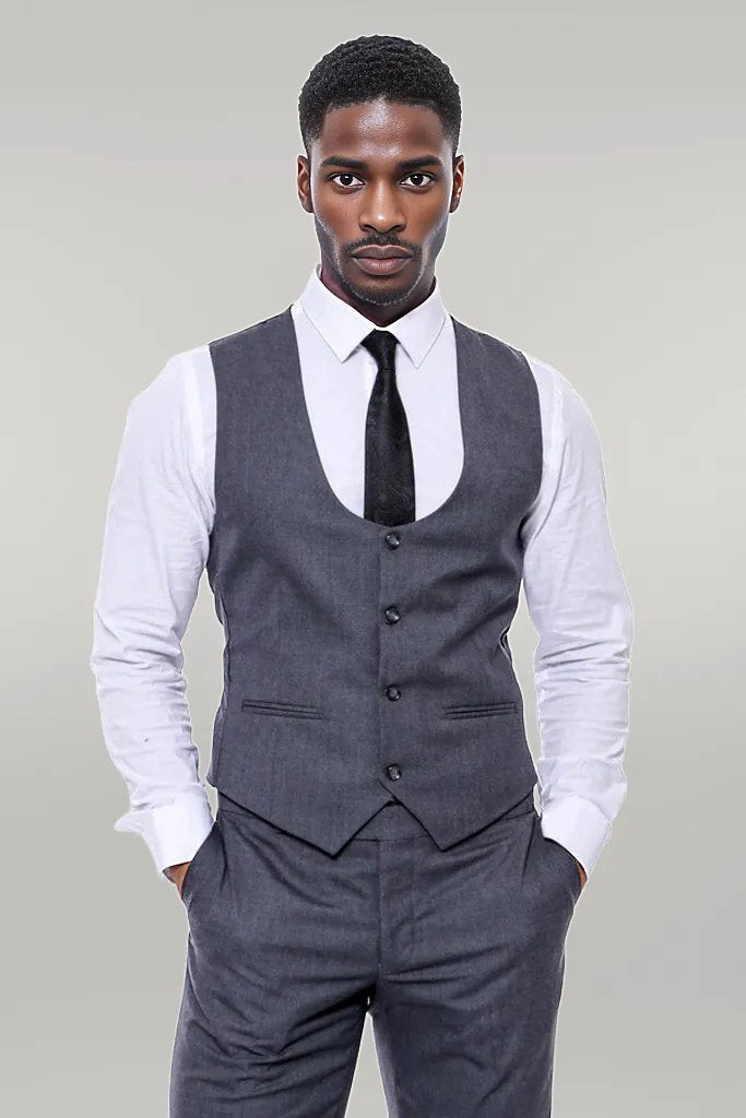 Plain Slim Fit Anthracite Men Suit - Wessi