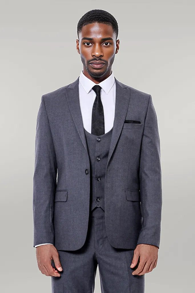 Plain Slim Fit Anthracite Men Suit - Wessi