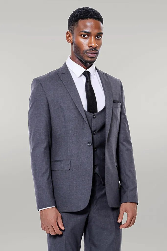 Plain Slim Fit Anthracite Men Suit - Wessi