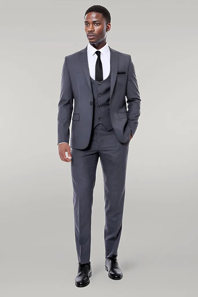 Plain Slim Fit Anthracite Men Suit - Wessi